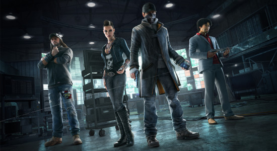 Möt Watch Dogs-gänget: galen hackare med tveksamt skägg, Lisbeth Salanders tvillingsyster, arg vit man i trenchcoat och välklädd lönnmördare. 