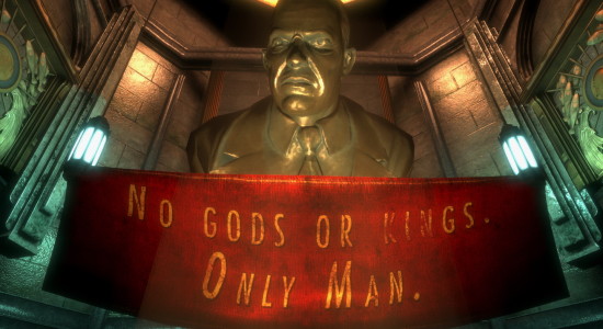 Bioshock dröjer inte med att etablera spelets budskap.